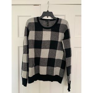 Aqua Buffalo Check Cashmere Sweater